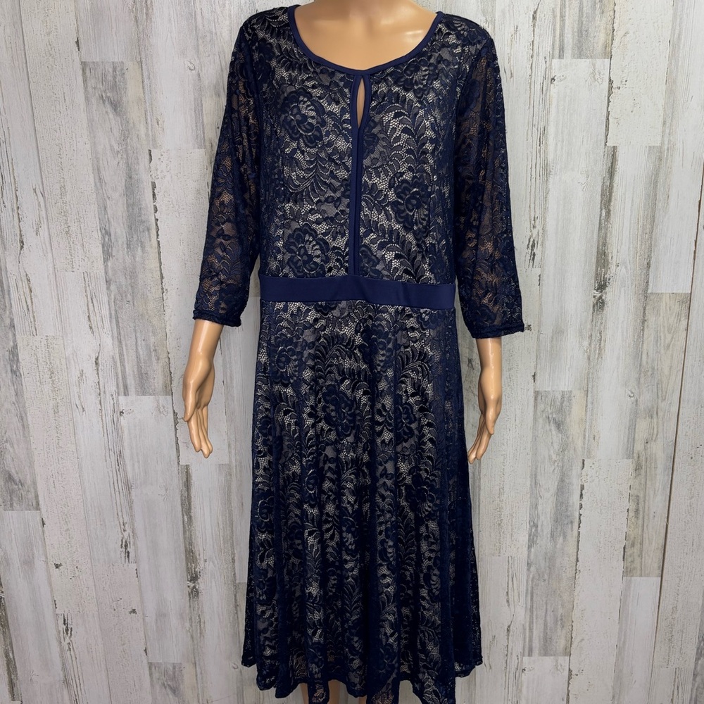 BBX Lephsnt Plus Size Navy Lace‎ Dress